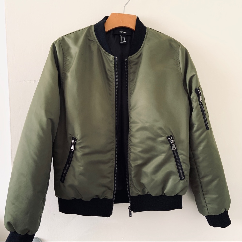 Forever 21 Olive Bomber Jacket
